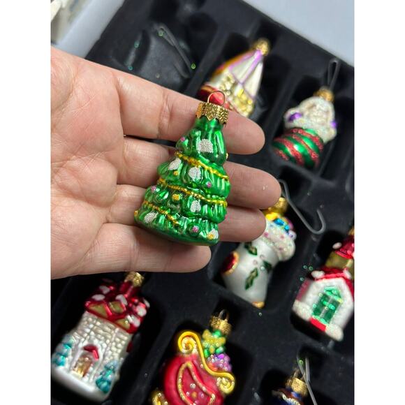 Designers Studio Blown Glass Christmas Ornament Set of 12 Santa/Boy/tree etc. - Picture 6 of 12
